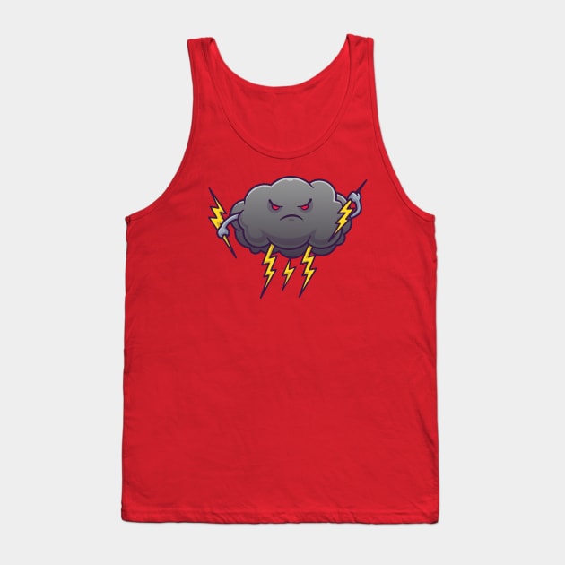 Cute Angry Cloud Storm With Thunder Cartoon Tank Top by Catalyst Labs